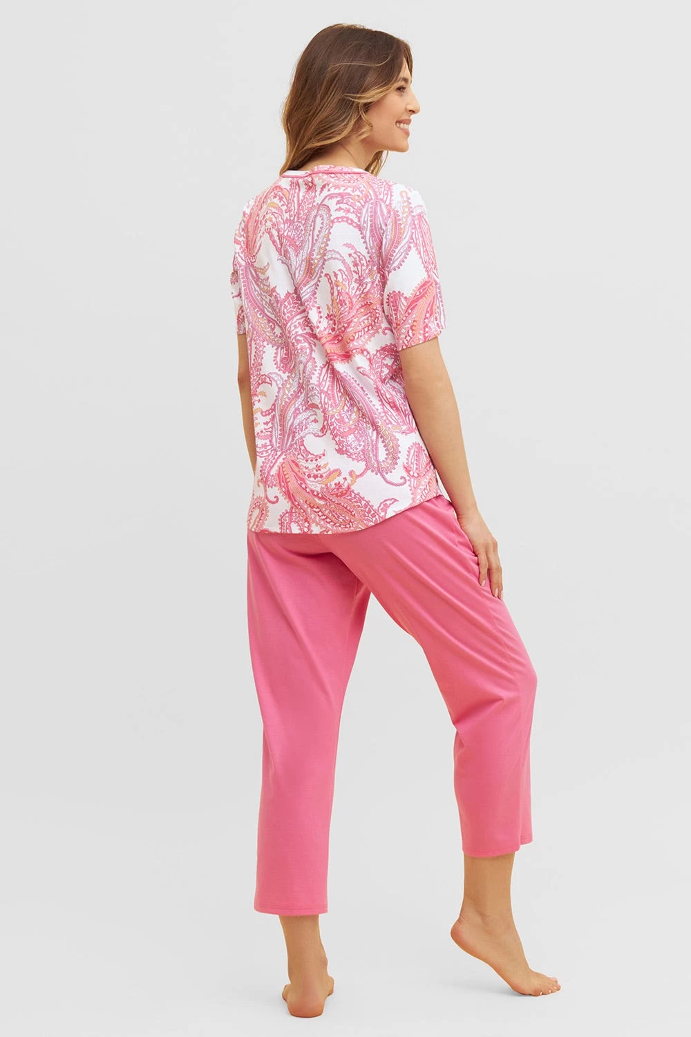 Pyjama Mit Paisley-Druck Rundhals Paspel 100% Baumwolle 3 Pyjama Mit Paisley-Druck Rundhals Paspel 100% Baumwolle - Image 3