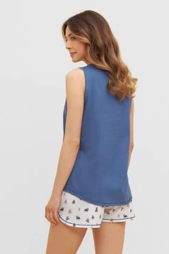 Pyjama Kurz Mit Verspieltem Hunde-Druck Shorts Blau Ziernähte 100% Baumwolle 8 Pyjama Kurz Mit Verspieltem Hunde-Druck Shorts Blau Ziernähte 100% Baumwolle -Pyjamas Für Zuhause 1233104 16085 2