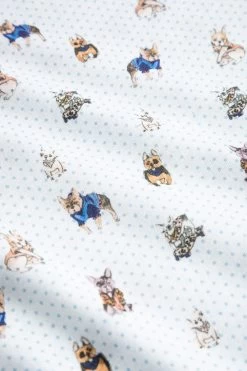 Nachthemd Im Verspielten Hunde-Druck Blau Ziernähte 100% Baumwolle -Pyjamas Für Zuhause 1233105 16085 4