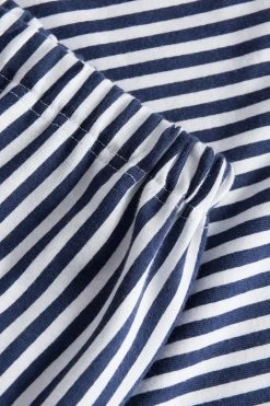 Pyjama Im Blau-weißen Muster-Mix Streifen Blumen Knopfleiste 100% Baumwolle -Pyjamas Für Zuhause 1233107 16383 5