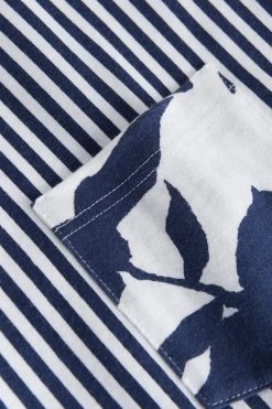 Nachthemd Im Streifendruck Muster-Mix Blumen Brusttasche 100% Baumwolle -Pyjamas Für Zuhause 1233109 16383 4