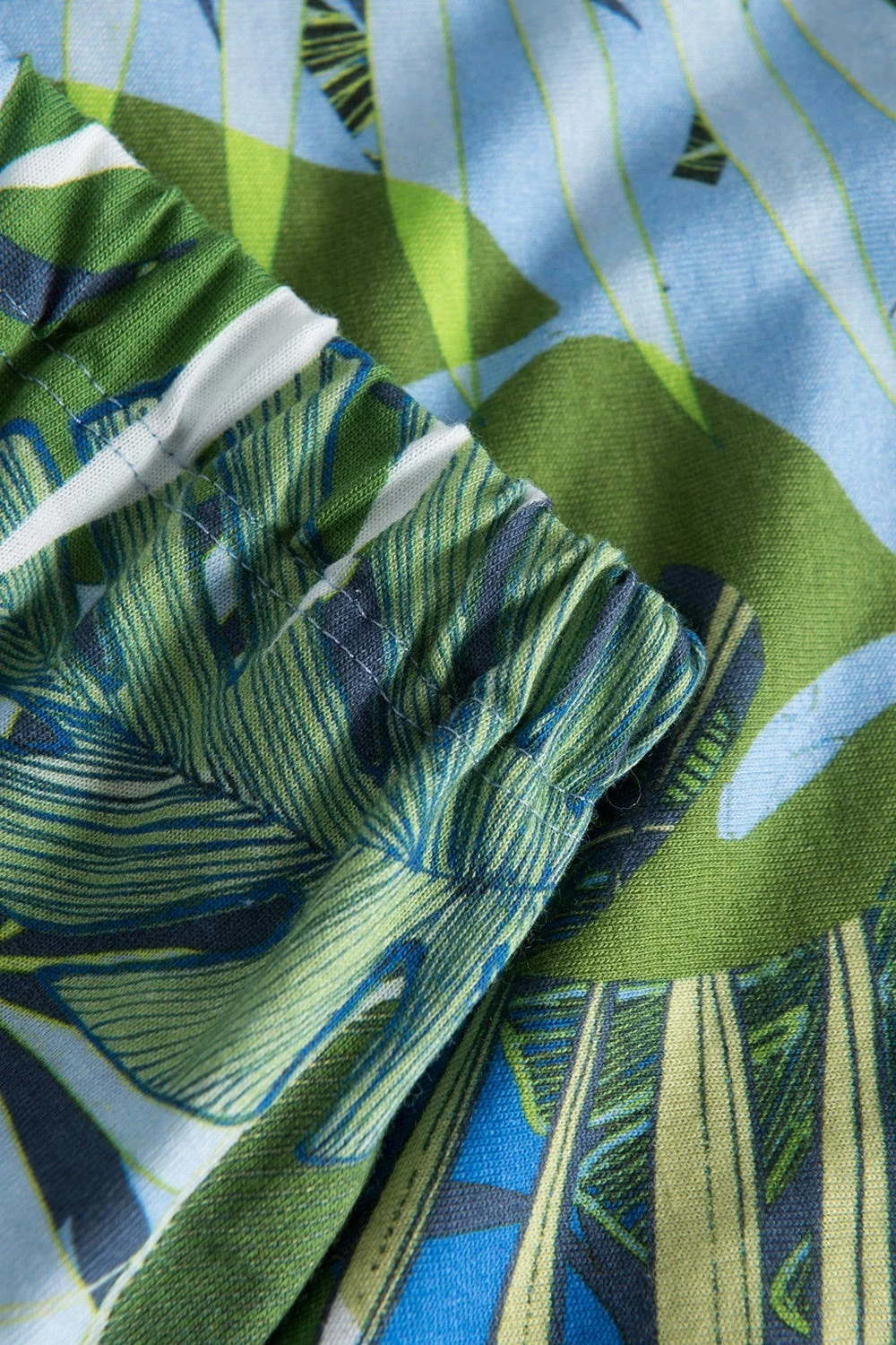 Pyjama Mit Tropischem Palmen-Druck 3/4-Hose Paspel Baumwolle/Modal 6 Pyjama Mit Tropischem Palmen-Druck 3/4-Hose Paspel Baumwolle/Modal - Image 6