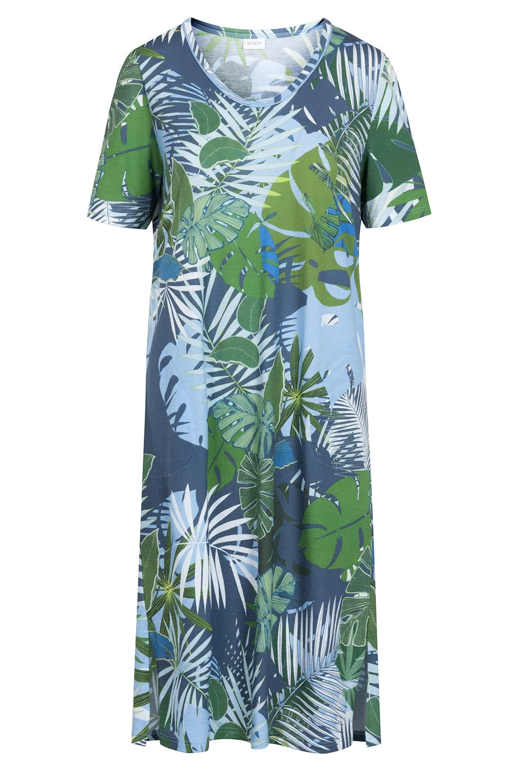 Nachtkleid Im Tropischen Palmen-Druck Taschen Baumwolle/Modal 2 Nachtkleid Im Tropischen Palmen-Druck Taschen Baumwolle/Modal - Image 2