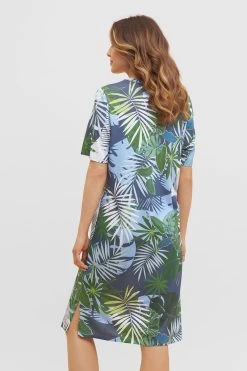 Nachtkleid Im Tropischen Palmen-Druck Taschen Baumwolle/Modal 8 Nachtkleid Im Tropischen Palmen-Druck Taschen Baumwolle/Modal -Pyjamas Für Zuhause 1233114 16852 2