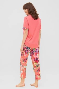 Pyjama Mit Sommerlichem Blumen-Druck Rosa Knopfleiste Baumwolle/Modal -Pyjamas Für Zuhause 1233121 16501 8