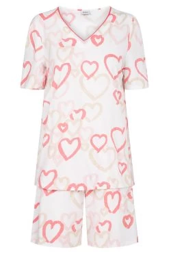 Kurzer Pyjama Im Herzen-Druck V-Ausschnitt Bermuda 100% Baumwolle -Pyjamas Für Zuhause 1233125 16811 1