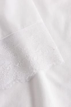 Nachtkleid Mit Eleganten Spitzendetails Weiß 100% Baumwolle -Pyjamas Für Zuhause 1233131 11710 5