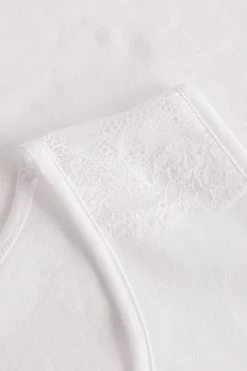 Nachthemd Mit Eleganten Spitzendetails Weiß Ärmellos 100% Baumwolle 10 Nachthemd Mit Eleganten Spitzendetails Weiß Ärmellos 100% Baumwolle -Pyjamas Für Zuhause 1233132 11710 4