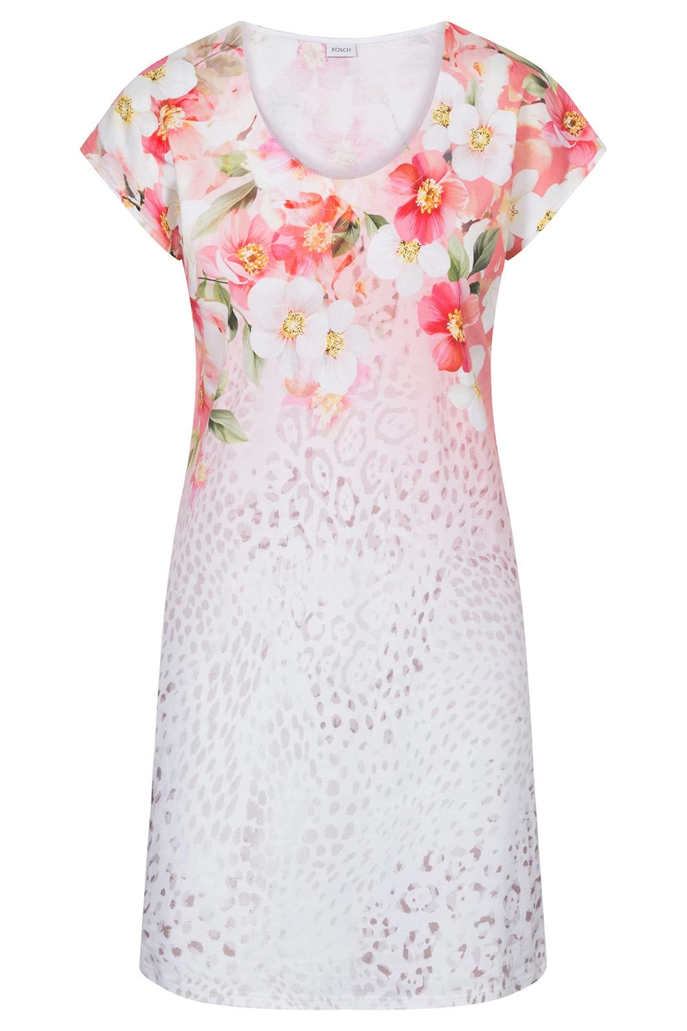 Nachthemd Im Leo-Blumen-Druck Rundhals Sommer 100% Baumwolle 2 Nachthemd Im Leo-Blumen-Druck Rundhals Sommer 100% Baumwolle - Image 2