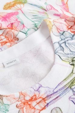 Softfrottee-Kleid Im Malerischen Blumendruck 3/4-Arm Baumwolle/Polyester -Pyjamas Für Zuhause 1233139 16400 3