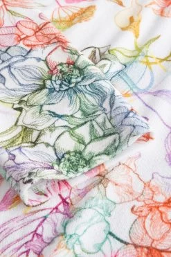 Softfrottee-Kleid Im Malerischen Blumendruck 3/4-Arm Baumwolle/Polyester -Pyjamas Für Zuhause 1233139 16400 4