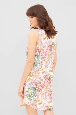 Softfrottee-Kleid Im Malerischen Blumendruck Ärmellos Baumwolle/Polyester -Pyjamas Für Zuhause 1233142 16400 2