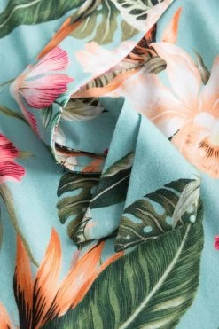 Wickelmantel Im Tropischen Druck Paspeln Bindegürtel Baumwolle/Modal -Pyjamas Für Zuhause 1233164 11735 5