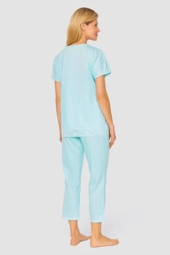 Pyjama Mit Feinen Spitzendetails Uni Elegant 100% Baumwolle -Pyjamas Für Zuhause 1233167 16502 2