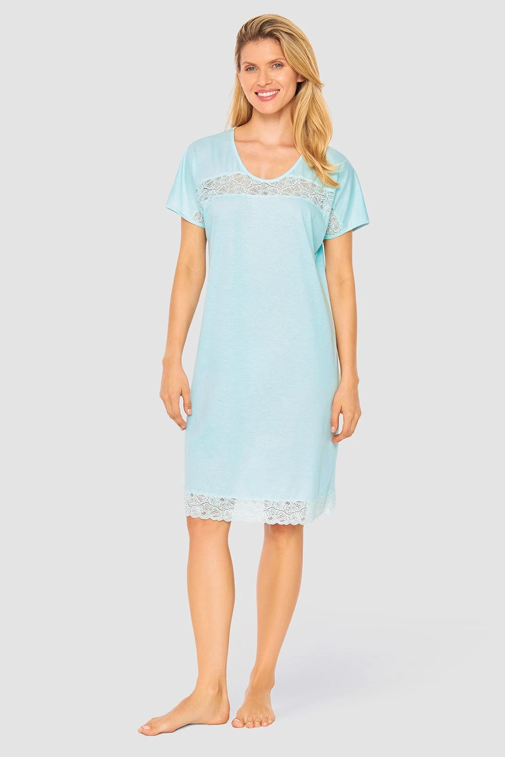 Nachthemd Mit Feinen Spitzendetails Uni Elegant 100% Baumwolle 1 Nachthemd Mit Feinen Spitzendetails Uni Elegant 100% Baumwolle