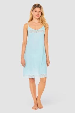 Trägerkleid Mit Feinen Spitzendetails Uni Elegant 100% Baumwolle