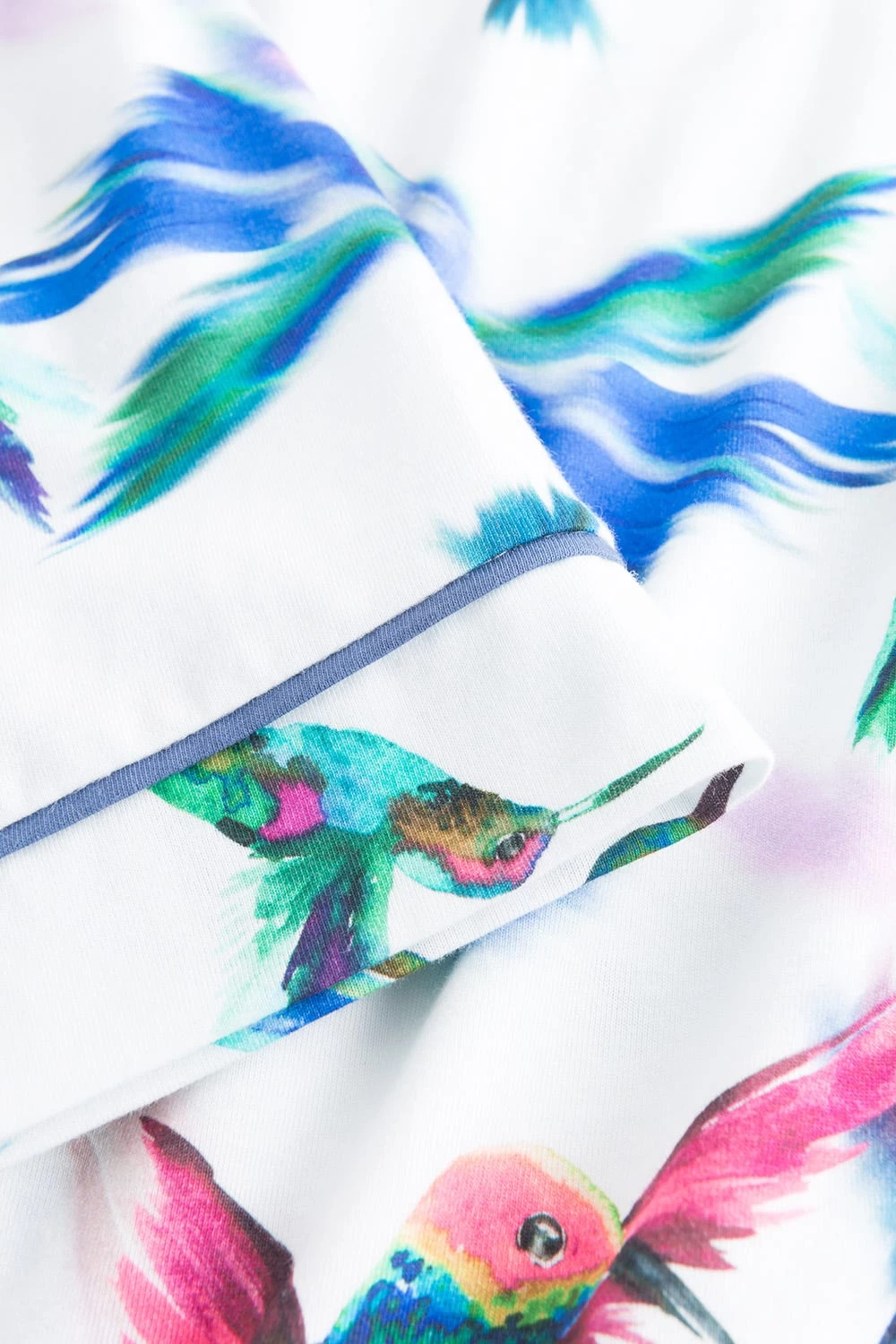 Pyjama Im Vogel-Druck Kimono Paspeln Halbarm 100% Baumwolle 6 Pyjama Im Vogel-Druck Kimono Paspeln Halbarm 100% Baumwolle - Image 6