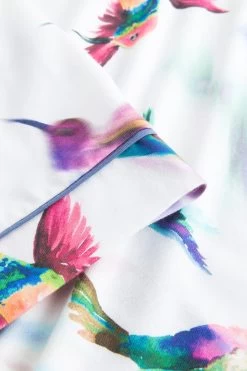 Nachthemd Im Vogel-Druck Kimono Paspeln Halbarm 100% Baumwolle -Pyjamas Für Zuhause 1233179 16855 5