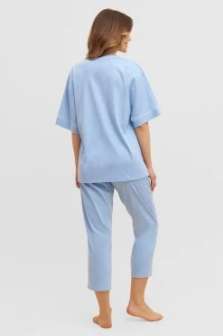 Pyjama Im Kimono-Stil Paspeln 7/8-Hose Halbarm 100% Baumwolle -Pyjamas Für Zuhause 1233200 16361 2