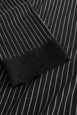 Nachthemd Im Schwarzen Streifen-Druck Spitzendetails Herrenhemd-Stil 100% Baumwolle 11 Nachthemd Im Schwarzen Streifen-Druck Spitzendetails Herrenhemd-Stil 100% Baumwolle -Pyjamas Für Zuhause 1233221 16601 5