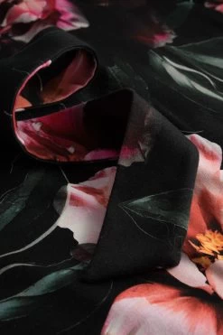 Morgenmantel Im Eleganten Blumendruck Paspeln Bindegürtel 100% Baumwolle -Pyjamas Für Zuhause 1233227 10996 5