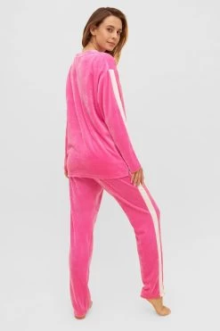 Nicki-Hausanzug Mit Kontraststreifen Winter Warm Materialmix -Pyjamas Für Zuhause 1233260 16503 2