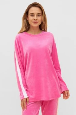 Nicki-Hausanzug Mit Kontraststreifen Winter Warm Materialmix -Pyjamas Für Zuhause 1233260 16503 3