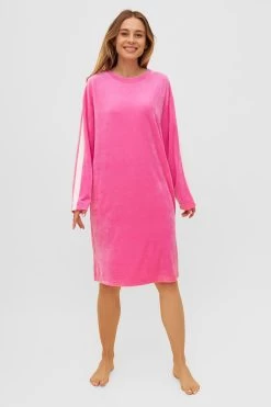 Nicki-Hauskleid Mit Kontraststreifen Winter Warm Materialmix