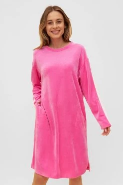 Nicki-Hauskleid Mit Kontraststreifen Winter Warm Materialmix -Pyjamas Für Zuhause 1233261 16503 3