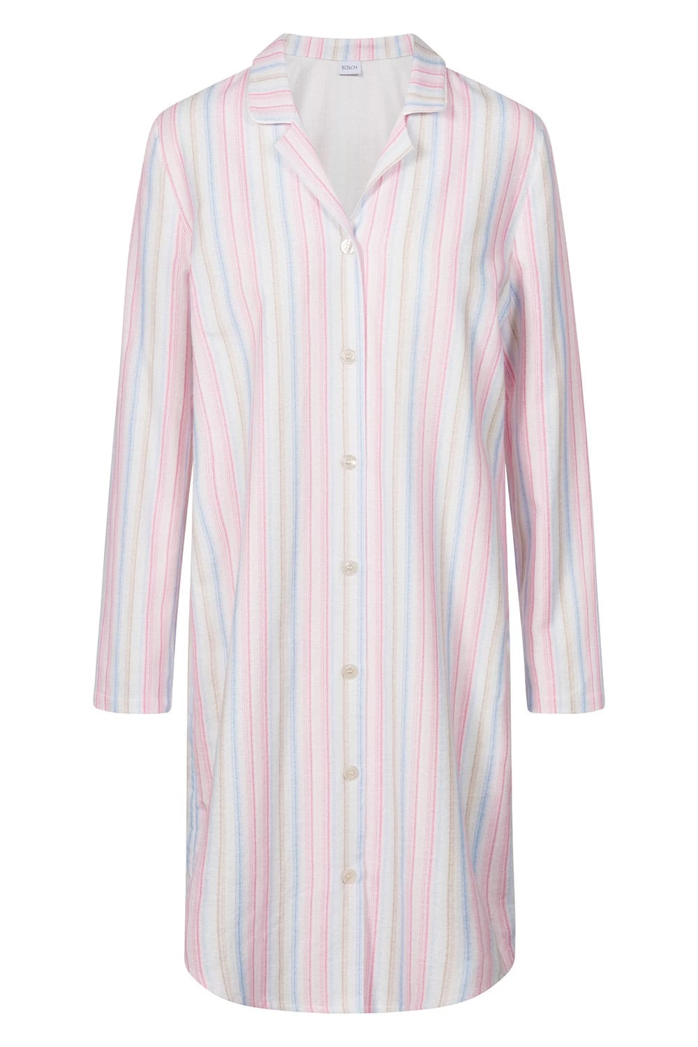 Nachthemd Im Herrenhemd-Stil Streifen Flanell Winter Warm 100% Baumwolle 2 Nachthemd Im Herrenhemd-Stil Streifen Flanell Winter Warm 100% Baumwolle - Image 2