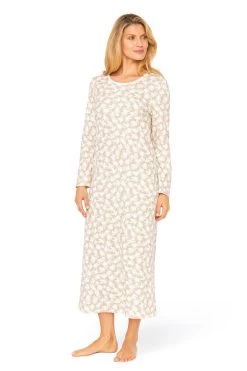 Nachtkleid Im Mustermix Maxi-Länge Taschen Winter Warm 100% Baumwolle -Pyjamas Für Zuhause 1233266 16827