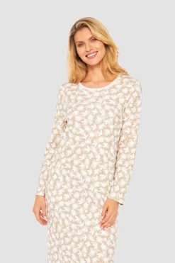 Nachtkleid Im Mustermix Maxi-Länge Taschen Winter Warm 100% Baumwolle -Pyjamas Für Zuhause 1233266 16827 6