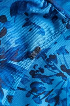 Badeanzug Im Blauen Blüten-Druck Wickeloptik Recyceltes Polyester/Elasthan -Pyjamas Für Zuhause 1235500 11573 4