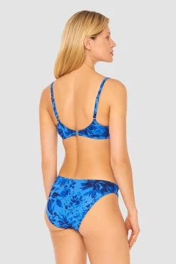 Bikini Oberteil Im Blauen Blüten-Druck Wickeloptik Recyceltes Polyester/Elasthan -Pyjamas Für Zuhause 1235502 11573 2