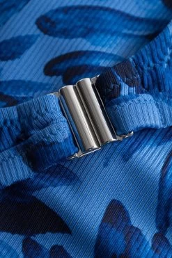 Bikini Oberteil Im Blauen Blüten-Druck Wickeloptik Recyceltes Polyester/Elasthan -Pyjamas Für Zuhause 1235502 11573 4