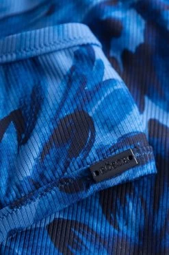 Bikini Oberteil Im Blauen Blüten-Druck Wickeloptik Recyceltes Polyester/Elasthan -Pyjamas Für Zuhause 1235502 11573 5