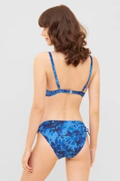 Bikini Oberteil Im Blauen Blüten-Druck Raffungen Recyceltes Polyester/Elasthan -Pyjamas Für Zuhause 1235503 11573 2