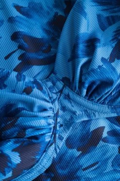 Bikini Oberteil Im Blauen Blüten-Druck Raffungen Recyceltes Polyester/Elasthan -Pyjamas Für Zuhause 1235503 11573 4