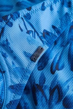 Bikini Oberteil Im Blauen Blüten-Druck Raffungen Recyceltes Polyester/Elasthan -Pyjamas Für Zuhause 1235503 11573 5