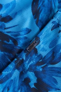 Hohe Bikini Hose Im Blauen Blüten-Druck Tailliert Recyceltes Polyester/Elasthan -Pyjamas Für Zuhause 1235505 11573 3