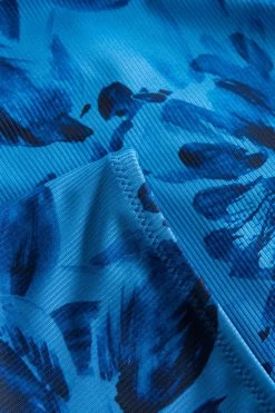 Hohe Bikini Hose Im Blauen Blüten-Druck Tailliert Recyceltes Polyester/Elasthan -Pyjamas Für Zuhause 1235505 11573 4
