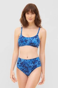 Bikini Oberteil Im Blauen Blüten-Druck Bralette Modern Recyceltes Polyester/Elasthan -Pyjamas Für Zuhause 1235506 11573 3
