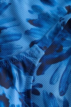 Bikini Oberteil Im Blauen Blüten-Druck Bralette Modern Recyceltes Polyester/Elasthan -Pyjamas Für Zuhause 1235506 11573 6