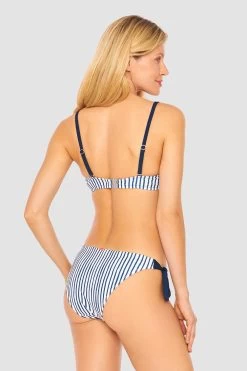 Bandeau Bikini Oberteil Im Streifen-Druck Schleife Ripp Recyceltes Polyester/Elasthan -Pyjamas Für Zuhause 1235508 16822 2