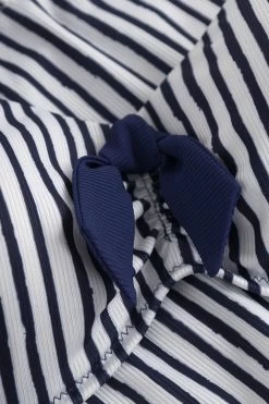 Bandeau Bikini Oberteil Im Streifen-Druck Schleife Ripp Recyceltes Polyester/Elasthan -Pyjamas Für Zuhause 1235508 16822 6