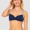 Bikini Oberteil Mit Streifen-Details Ripp überkreuzt Recyceltes Polyester/Elasthan