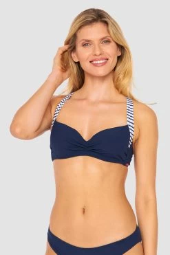 Bikini Oberteil Mit Streifen-Details Ripp überkreuzt Recyceltes Polyester/Elasthan
