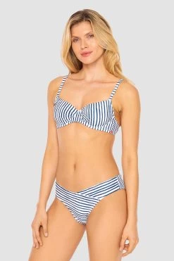 Bikini Hose Im Streifen-Druck V-Optik Ripp Recyceltes Polyester/Elasthan -Pyjamas Für Zuhause 1235511 16822 3