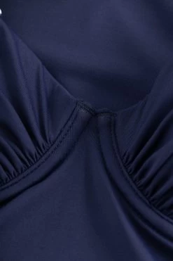 Badeanzug Mit Raffungen Bügel Dunkelblau Ripp Recyceltes Polyester/Elasthan -Pyjamas Für Zuhause 1235513 10063 5