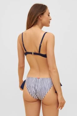 Bikini Oberteil Mit Raffungen Bügel Dunkelblau Ripp Recyceltes Polyester/Elasthan -Pyjamas Für Zuhause 1235515 10063 2